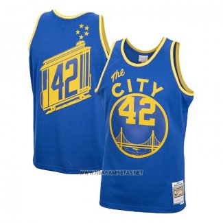 Camiseta Golden State Warriors Nate Thurmond NO 42 Mitchell & Ness 1966-67 Azul