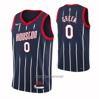Camiseta Houston Rockets Jalen Green NO 0 Ciudad 2021-22 Azul