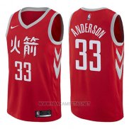 Camiseta Houston Rockets Ryan Anderson NO 33 Ciudad 2017-18 Rojo