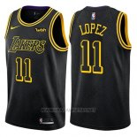 Camiseta Los Angeles Lakers Brook Lopez NO 11 Ciudad 2018 Negro