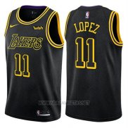 Camiseta Los Angeles Lakers Brook Lopez NO 11 Ciudad 2018 Negro
