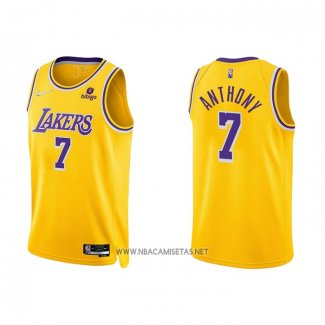 Camiseta Los Angeles Lakers Carmelo Anthony NO 7 75th Anniversary 2021-22 Amarillo