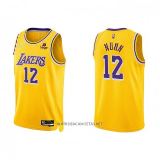 Camiseta Los Angeles Lakers Kendrick Nunn NO 12 75th Anniversary 2021-22 Amarillo