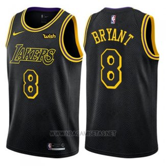 Camiseta Los Angeles Lakers Kobe Bryant NO 8 Ciudad 2017-18 Negro