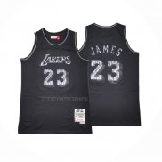 Camiseta Los Angeles Lakers LeBron James NO 23 Swingman Mitchell & Ness 2018-19 Negro