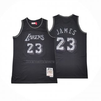 Camiseta Los Angeles Lakers LeBron James NO 23 Swingman Mitchell & Ness 2018-19 Negro