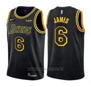 Camiseta Los Angeles Lakers LeBron James NO 6 Ciudad 2019 Negro