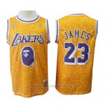 Camiseta Los Angeles Lakers Lebron James NO 23 Mitchell & Ness Amarillo