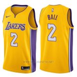 Camiseta Los Angeles Lakers Lonzo Ball NO 2 2017-18 Amarillo