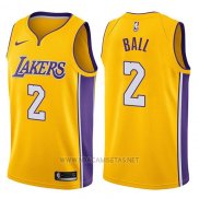 Camiseta Los Angeles Lakers Lonzo Ball NO 2 2017-18 Amarillo