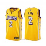 Camiseta Los Angeles Lakers Quinn Cook NO 2 Ciudad 2019-20 Amarillo