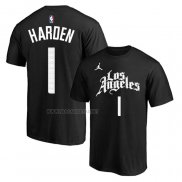 Camiseta Manga Corta Los Angeles Clippers James Harden Ciudad 2019-20 Negro