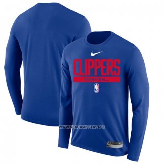 Camiseta Manga Larga Los Angeles Clippers Practice Performance 2022-23 Azul