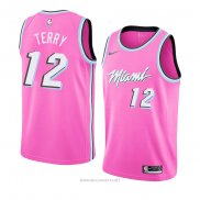 Camiseta Miami Heat Heat Emanuel Terry NO 12 Earned 2018-19 Rosa