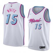 Camiseta Miami Heat Okaro White NO 15 Ciudad 2018 Blanco