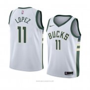 Camiseta Milwaukee Bucks Brook Lopez NO 11 Association 2018 Blanco