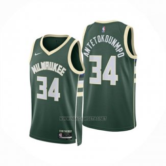 Camiseta Milwaukee Bucks Giannis Antetokounmpo NO 34 Icon 2024-25 Verde