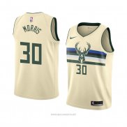 Camiseta Milwaukee Bucks Jaylen Morris NO 30 Ciudad 2018 Crema