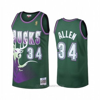 Camiseta Milwaukee Bucks Ray Allen NO 34 Hardwood Classics Verde