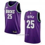 Camiseta Milwaukee Bucks Serge Ibaka NO 25 Classic 2022-23 Violeta