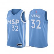 Camiseta Minnesota Timberwolves Karl-Anthony Towns NO 32 Ciudad 2019-20 Azul