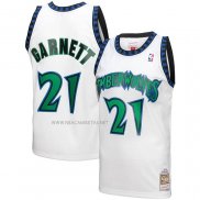 Camiseta Minnesota Timberwolves Kevin Garnett NO 21 Mitchell & Ness 1997-98 Blanco