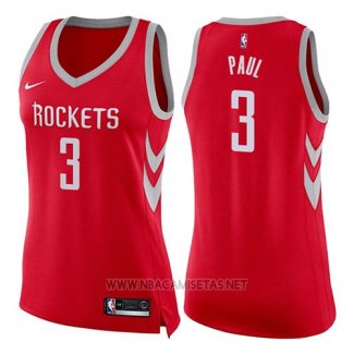 Camiseta Mujer Houston Rockets Chris Paul NO 3 Icon 2017-18 Rojo