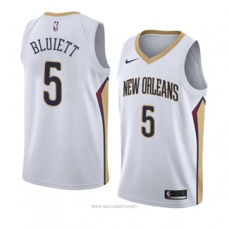 Camiseta New Orleans Pelicans Trevon Bluiett NO 5 Association 2017-18 Blanco