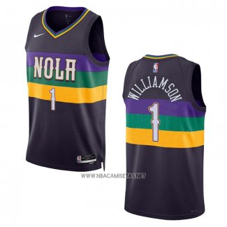 Camiseta New Orleans Pelicans Zion Williamson NO 1 Ciudad 2022-23 Violeta