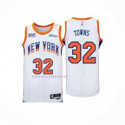 Camiseta New York Knicks Karl-Anthony Towns NO 32 Ciudad 2024-25 Blanco