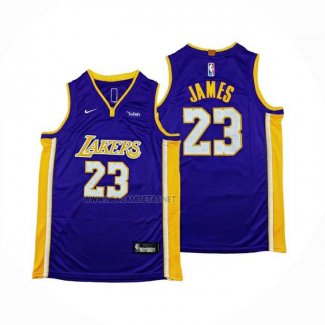 Camiseta Nino Los Angeles Lakers LeBron James NO 23 Statement Violeta2