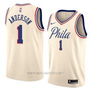Camiseta Philadelphia 76ers Justin Anderson NO 1 Ciudad 2018 Crema