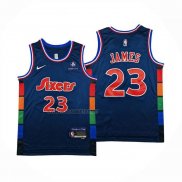 Camiseta Philadelphia 76ers LeBron James NO 23 Ciudad 2021-22 Azul