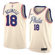 Camiseta Philadelphia 76ers Marco Belinelli NO 18 Ciudad 2018 Crema