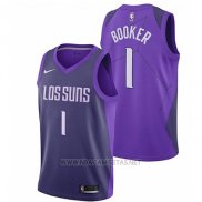 Camiseta Phoenix Suns Booker NO 1 Ciudad 2017-18 Violeta