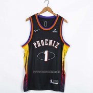 Camiseta Phoenix Suns Devin Booker NO 1 75th Anniversary 2022 Negro