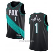 Camiseta Portland Trail Blazers Anfernee Simons NO 1 Ciudad 2022-23 Negro