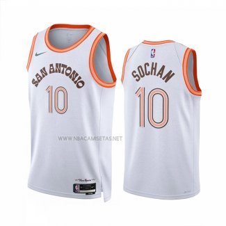 Camiseta San Antonio Spurs Jeremy Sochan NO 10 Ciudad 2023-24 Blanco