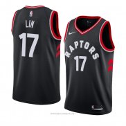 Camiseta Toronto Raptors Jeremy Lin NO 17 Statement 2018 Negro