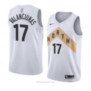 Camiseta Toronto Raptors Jonas Valanciunas NO 17 Ciudad 2018 Blanco