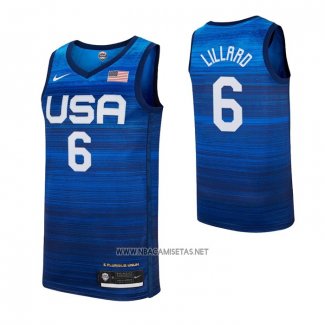 Camiseta USA 2021 Damian Lillard NO 6 Azul