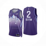 Camiseta Utah Jazz Collin Sexton NO 2 Ciudad 2024-25 Violeta