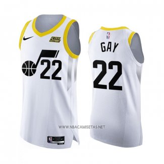 Camiseta Utah Jazz Rudy Gay NO 22 Association Autentico 2022-23 Blanco