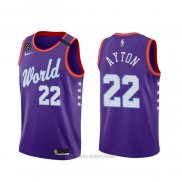 Camiseta 2020 Rising Star Deandre Ayton NO 22 World Violeta