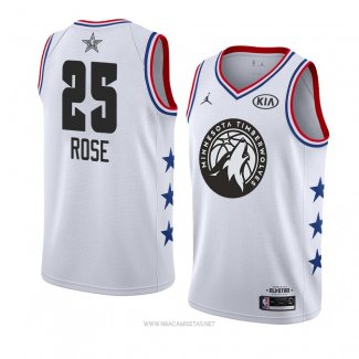 Camiseta All Star 2019 Minnesota Timberwolves Derrick Rose NO 25 Blanco