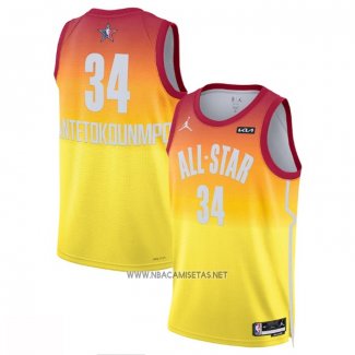 Camiseta All Star 2023 Milwaukee Bucks Giannis Antetokounmpo NO 34 Naranja