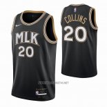 Camiseta Atlanta Hawks John Collins NO 20 Ciudad 2020-21 Negro