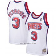 Camiseta Brooklyn Nets Drazen Petrovic NO 3 Mitchell & Ness 1992-93 Blanco