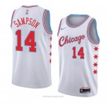 Camiseta Chicago Bulls Jakarr Sampson NO 14 Ciudad 2018 Blanco