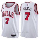 Camiseta Chicago Bulls Justin Holiday NO 7 Association 2017-18 Blanco